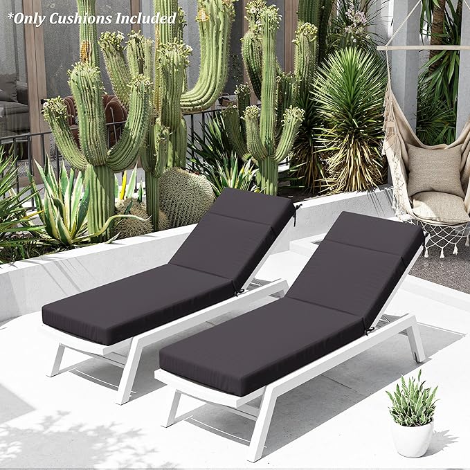 Chaise Lounge Cushion for Outdoor Furniture, Waterproof Fade and Tear Resistant Lounge Deck Chair Cushions for Patio Lawn Pool Resort Hotel