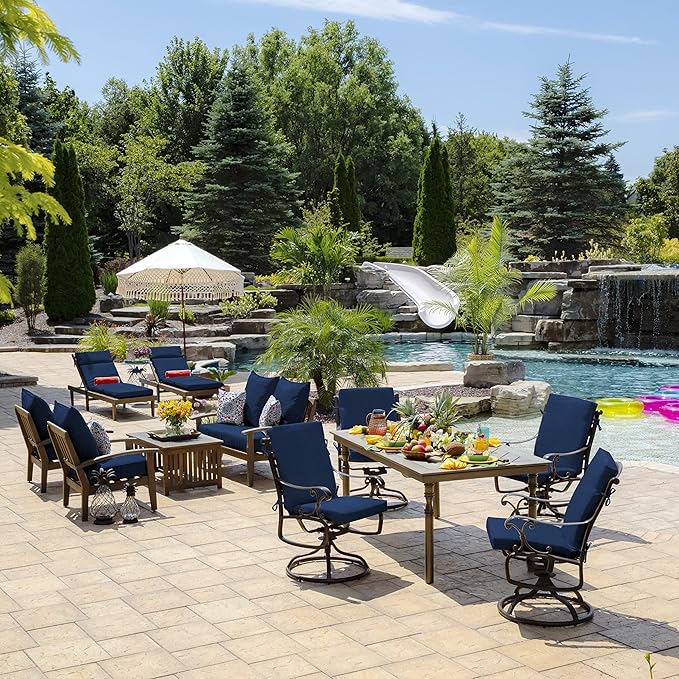 Arden Outdoor Deep Seat Cushion Set (4-Pack), 22 in x 24 in, Weather-Proof, Rain-Proof, Fade Resistant Patio Cushion for Chair, Sofa, and Couch Sapphire Blue Leala