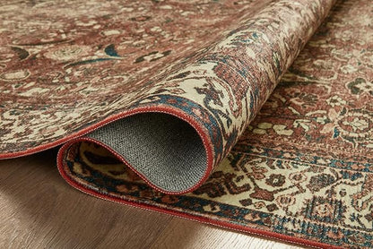 Loloi Magnolia Home by Joanna Gaines Banks Collection BAN-04 Brick/Ivory 2'-6" x 12'-0", .13" Pile Height, Machine Washable, Runner Rug