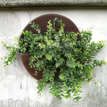 Sunnydaze 12" Round Wall Planter - Polyresin Wall-Hanging Flower Pot for Indoor or Outdoor - Dark Brown - Set of 4