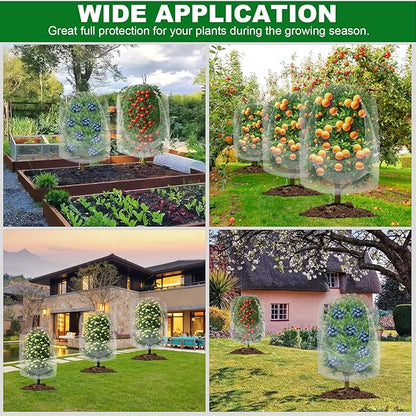 4 Pack Garden Netting for Blueberry Bushes 6ftx6.56ft with Drawstring Garden Mesh Nets Insect Netting Plant Row Covers Protection Bags for Fruit Trees Shrubs Vegetables Flowers Herbs