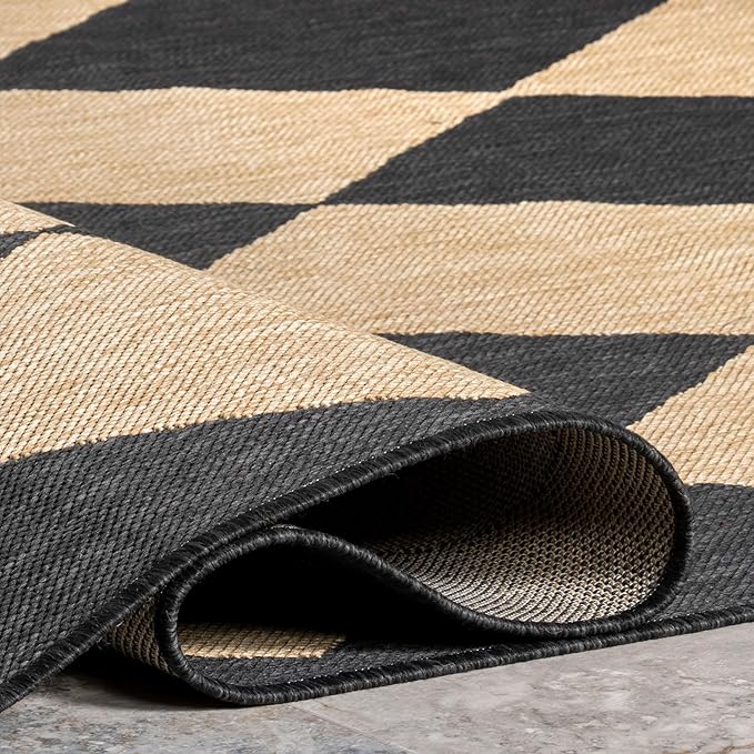 nuLOOM Outdoor Performance Collection Sabina Dark Grey/Ivory, 2' x 10', Soft, High Traffic, Stain Resistant, Easy Clean, Durable Runner for Indoor/Outdoor Patio, Deck, Porch, Garden, Courtyard