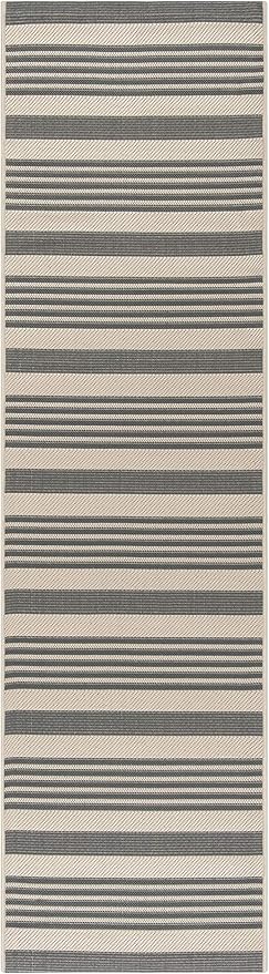 SAFAVIEH Washable Rug Outdoor Courtyard Collection - 2'3" x 8' Runner, Grey & Bone, Non-Shedding & Easy Cleaning, Ideal for Patio, Entryway, Mudroom, Hallway, Kitchen (CY6062-236)