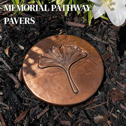 Stepping Stones Outdoor Set of 3, 10.8" Antique Ginkgo Bronze Garden Stones Outdoor Decorative Set – Grandma Mothers Day Gifts, Garden Memorial Stone for Loved Ones, Backyard Pathway Pavers, Walkway