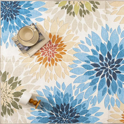 5x7 Indoor Outdoor Area Rug Washable Patio Rug Colorful Non Slip Non Shedding Waterproof Carpet for Living Room Bedroom Backyard Porch Camping RV Balcony Poolside