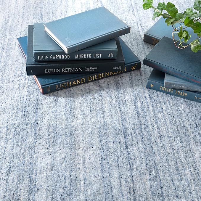 Dash & Albert Nordic Blue Hand Loom Knotted Performance Rug, 2 X 3 Feet, Blue Stripe Pattern