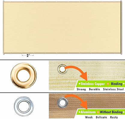 ShadeMart 95% Pergola Sun Shade 8' W x 16' L Beige Canopy Outdoor Replacement Cover with Grommets and Stainless Steel Weighted Rods for Patio, Backyards, Carport, Garden (We Make Custom Size)