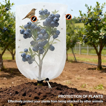 Garden Mesh Netting with Drawstring & Zipper,4PACK 2.3Ft x3.3 FT Mesh Netting Pest Barrier Protection Bird Mosquito Net Plants Cover for Patio Vegetable Plants Fruit Tree