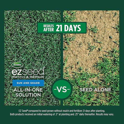 Scotts EZ Seed Patch & Repair Sun and Shade Mulch, Grass Seed, Fertilizer Combination for Bare Spots and Repair, 10 lb, 2 pk