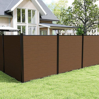 Privacy Fence Panels for Outside with 2 Post, 6' × 6' Windproof Composite Fence Cover Privacy, Garden Fencing Panel for Yard Pool Equipment Trash Can(Poured Concrete, Brown)