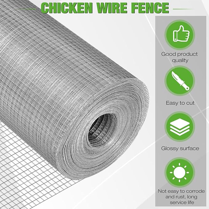 Tatuo Hardware Cloth 1/2 Inch 36in x 200ft Hot Dip Galvanized After Welded Cage Mesh Rolls 21 Gauge Metal Chicken Wire Roll Wire Fencing Poultry Netting for Raised Garden Rodent Animals