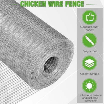Tatuo Hardware Cloth 1/2 Inch 36in x 200ft Hot Dip Galvanized After Welded Cage Mesh Rolls 21 Gauge Metal Chicken Wire Roll Wire Fencing Poultry Netting for Raised Garden Rodent Animals