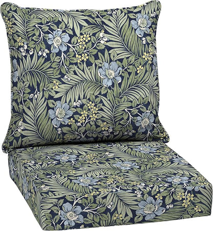 Arden Outdoor Deep Seat Cushion Set, 24 in x 24 in, Patio Cushion for Chair, Sofa, and Couch, Sapphire Morrison Floral