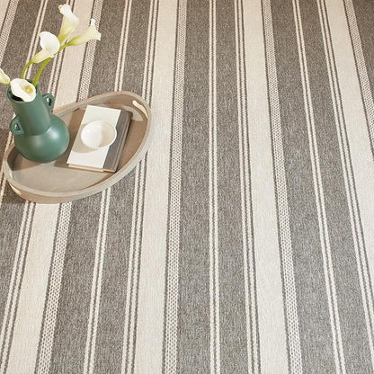 Dash & Albert Bowman Stripe Grey Machine Washable Rug, 5 X 8 Feet, Grey Stripe Pattern