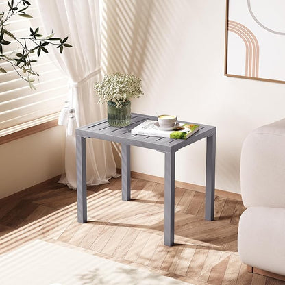 Crestlive Products Outdoor Side Table,Aluminum Rectangular Side/End Table, Small Patio Coffee Bistro Table for Outdoor Indoor
