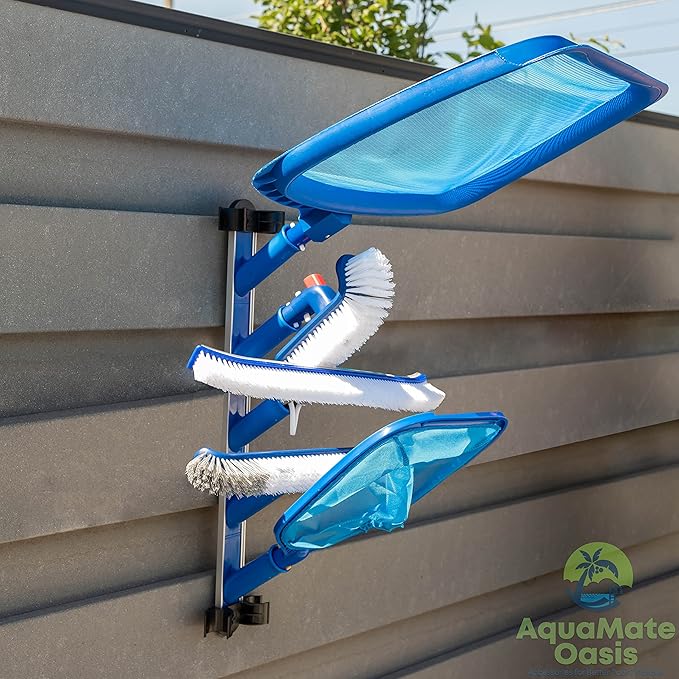 Swimming Pool Accessories Holder, Fence Hooks for Pool Equipment Organizer, Pool tool storage rack for Pool Skimmer Pole Hanger Pool Maintenance Vacuum hose Storage Pool Hooks for Poles