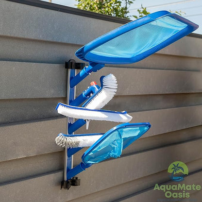 Swimming Pool Accessories Holder, Fence Hooks for Pool Equipment Organizer, Pool tool storage rack for Pool Skimmer Pole Hanger Pool Maintenance Vacuum hose Storage Pool Hooks for Poles
