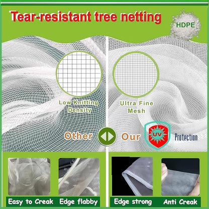 Fruit Tree Netting (2P 3.3x2.6 FT + 2P 5x4 FT)- Easy Install Plant Protection Cover, Reusable Garden Mesh Bag for Blueberry Bushes/Tomato - Block Birds/Insect/Squirrels