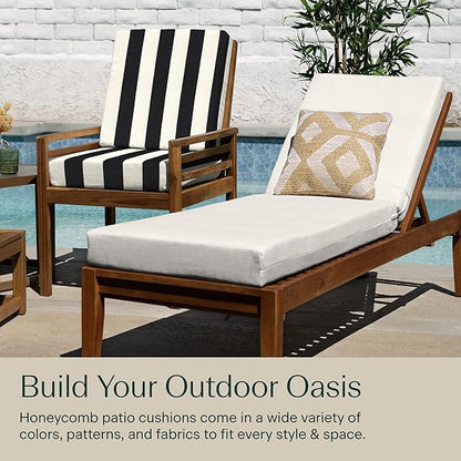 Honeycomb Outdoor Heritage Chaise, 22.5" W x 70" L, Textured Solid Bone Chair Cushion for Patio Furniture