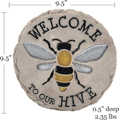Spoontiques - Garden Décor -Welcome to Hive Stepping Stone - Decorative Stone for Garden