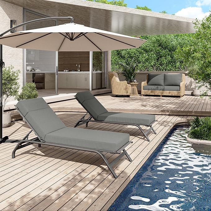 Chaise Lounge Cushions Outdoor, 72" L X 21" W X 4" D Lounge Chair Cushions for Outdoor Furniture, High-Density Foam Outdoor Chaise Cushion-Waterproof Fade-Resistant ThickPatio lounge chair cushion