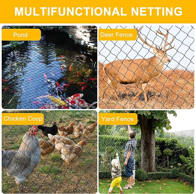 BSTPCOO 100'x100' Bird Netting for Chicken Coop, Heavy Duty Nylon 1" Mesh Poultry Netting Chicken Nettings Roof Hawk, Aviary Nettings Deer Fence Garden Net for Fruits Trees Plant