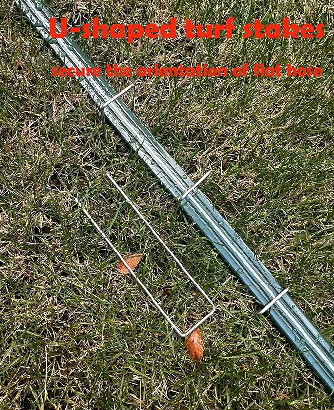 Watoo 2026 Sprinkler Hose & Soaker Hose for Yard - 25 FT Reinforced Flat Garden Hose with Holes, Heavy Duty No-Kink Lawn Irrigation Hose (Includes Stakes, High Pressure Spray)