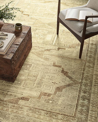 Loloi Magnolia Home by Joanna Gaines Sinclair Collection SIN-02 Khaki/Tobacco 2'-3" x 11'-6", .25" Pile Height, Machine Washable, Runner Rug