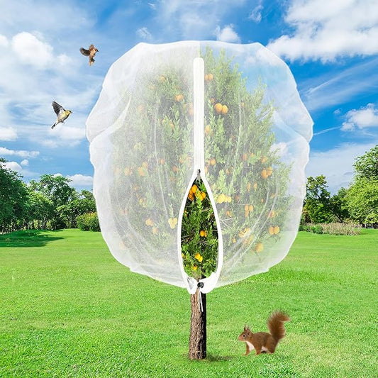 Easy Installation Fruit Tree Netting with Zipper & Drawstring - 6.2x6.2ft Ultra Fine Mesh Garden Protection Screen to Protect Pear Peach Apple from Bird Insect Bug Cicada Deer Squirrel