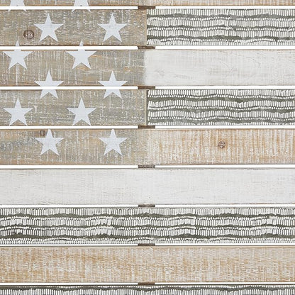 Deco 79 Wood American Flag Home Wall Decor Wall Sculpture, Wall Art 38" x 2" x 26", White
