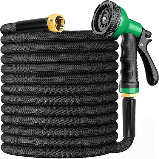 100 ft Expandable Garden Hose, New Flexible Expanding Hose with 10-Function Spray Nozzle, 3/4" Brass Fittings Leakproof Design, Retractable Latex Core, All New 2026 Expandable Water Hose