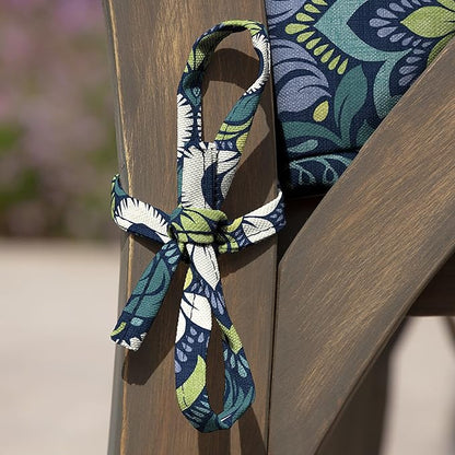 Arden Seat Cushion, 21 x 21, Rain-Proof, Fade Resistant, Cushion for Patio Dining, Adirondack, and Outdoor Chairs Sapphire Aurora Blue Damask