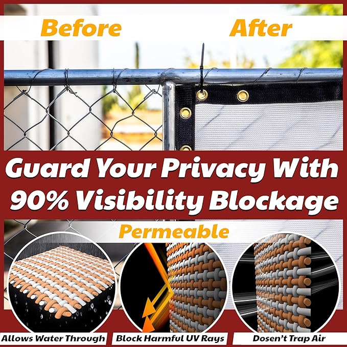 Amgo Custom Made 3' x 154' White Balcony Privacy Screen, Apartment Porch Railing Patio Fence Windscreen Fabric Cloth, Heavy Duty, Commercial and Residential, 90% Blockage (We Customize)