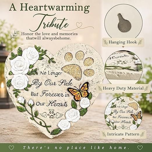 GIGALUMI Garden 10" Stepping Stones Outdoor, Dog Memorial Garden Stones, Hand Print Garden Decorations Walkway, Round Sympathy Gifts for Loss of Loved One, Gifts for Pet Lovers