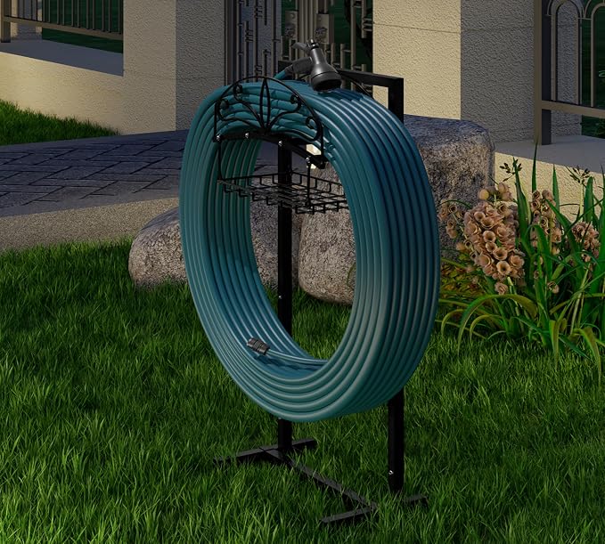 Fire Beauty Garden Hose Holder,Detachable Water Hose Reel Stand,In ground Hose Rack Organizer for Outdoor,Hose Hanger for Lawn Yard