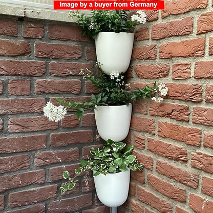 ORIMERC 2 Pack Corner Wall Mounted Hanging Planter Self Watering Triangle Plastic Flower Pot Decorative Modern Plant Vase Container Holder for Succulent Indoor Outdoor Home Office Décor White