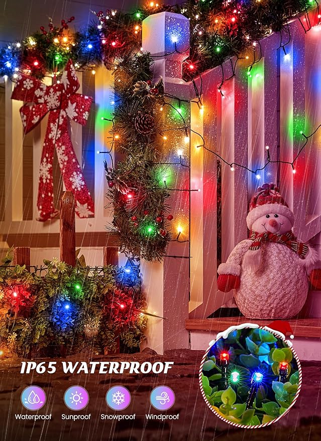 Brightown 2 Pack Solar Christmas String Lights Outdoor, Total 144Ft 400 LED Twinkle Fairy Lights Waterproof with 8 Modes Auto On/Off for Patio Tree Garden Party Home Wedding Decorations (Multicolor)