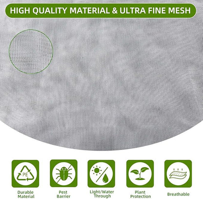 Garden Mesh Netting for Plants, 4 Pack Insect Bird Barrier Netting Mesh with Drawstring, 3.3x4.9 FT Garden Bug Netting Plant Cover for Protect Fruit Tree Vegetable Flowe