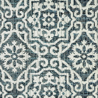 Nicole Miller New York Patio Country Danica Transitional Geometric Indoor/Outdoor Area Rug, Blue/White, 5'2"x7'2"