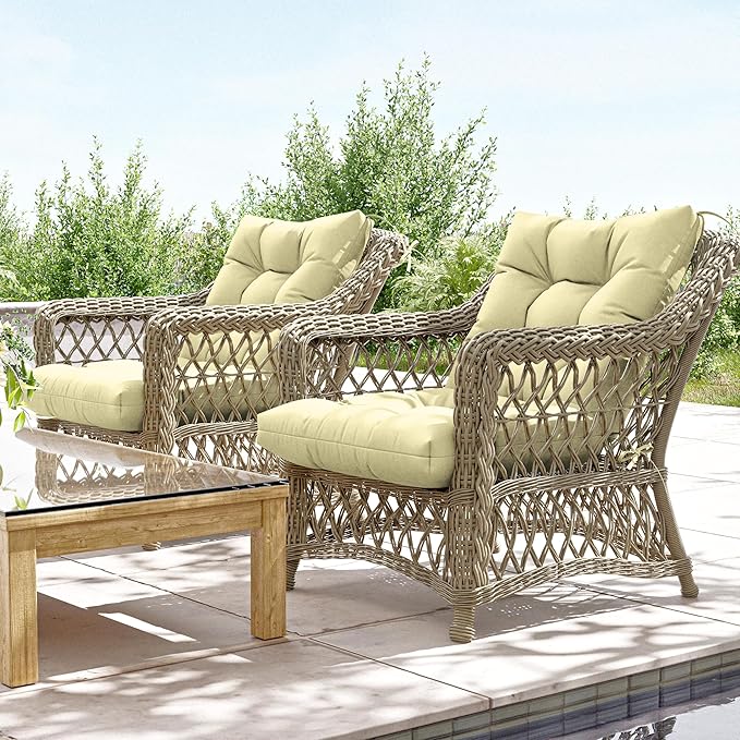 Patio Seat&Back Chair Cushions for Outdoor Furniture，Comfortable Cushions for Rocking/Dining/Lawn Chair-Set of 2