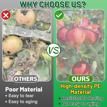 Easy Installation Fruit Tree Netting with Zipper & Drawstring - 6.2x6.2ft Ultra Fine Mesh Garden Protection Screen to Protect Pear Peach Apple from Bird Insect Bug Cicada Deer Squirrel