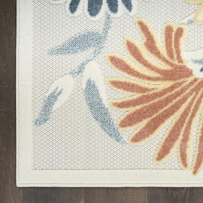 Nourison Aloha Ivory Rose 2'8" x 4' Area Rug - Easy Clean, Non Shedding, Bed Room, Living Room, Dining Room, Kitchen (3' x 4')