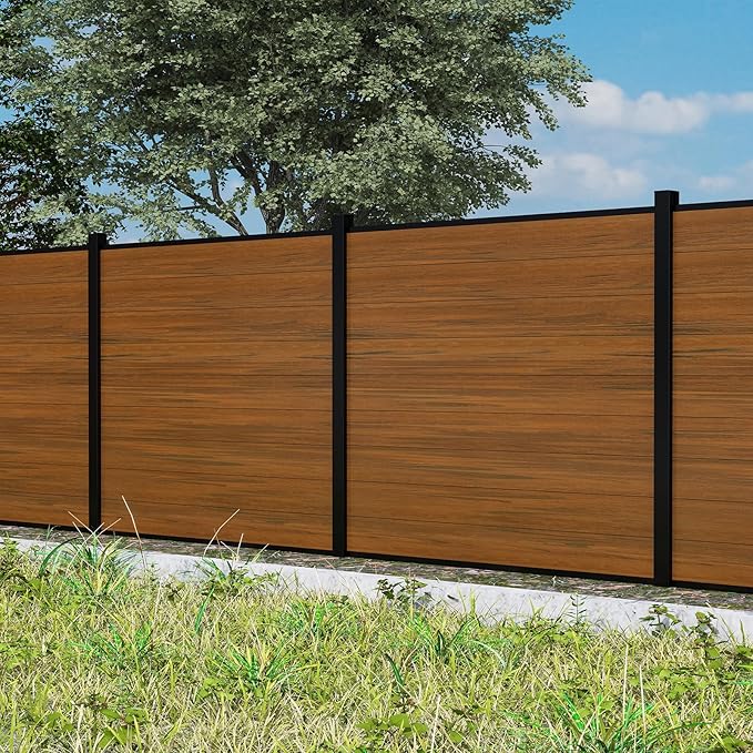 72" W x 72" H Outdoor Privacy Fence with Sturdy Alloy Post, Tall Wind Resistant Fence Covering Privacy for Yard Backyard Garden and Swimming Pool(Brown, 2Post)