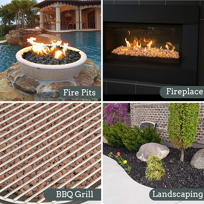 Mr. Fireglass Natural Lava Rock, 0.4"- 0.8" Small Volcanic Lava Rock for Indoor & Outdoor Fire Pits, Fireplaces, Fire Bowls & Fire Table, Decorative Garden Landscaping, Potted Plants -10 Pounds, Black