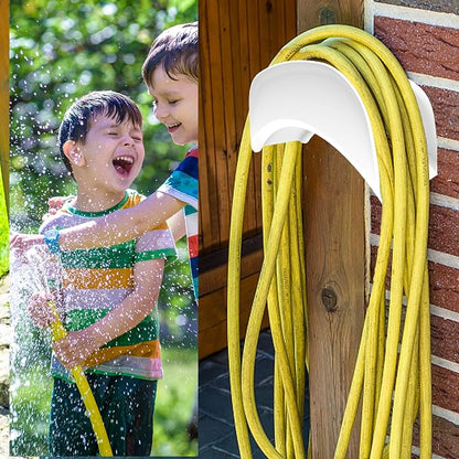 Gardzen 2-Pack Heavy Duty Hose Hanger Wall Mount, Metal Hose Holder, Hook, Rack, Support for Outside, White