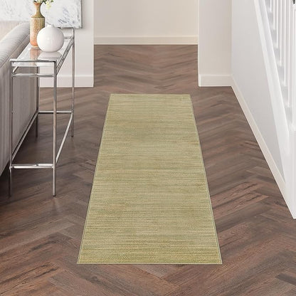 Nourison Home Essentials Indoor/Outdoor Green Gold 2' x 6' Area Rug, Easy Cleaning, Non Shedding, Bed Room, Living Room, Dining Room, Backyard, Deck, Patio (2x6)