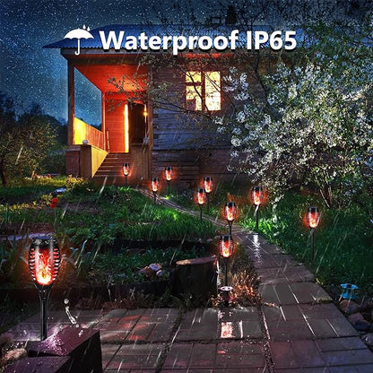 Toodour Solar Torch Flame Lights, 6 Pack Solar Lights Outdoor with Flickering Flame, Waterproof Patio Light Landscape Decoration Lighting for Garden, Lawn, Yard, Outdoor Decor - Red