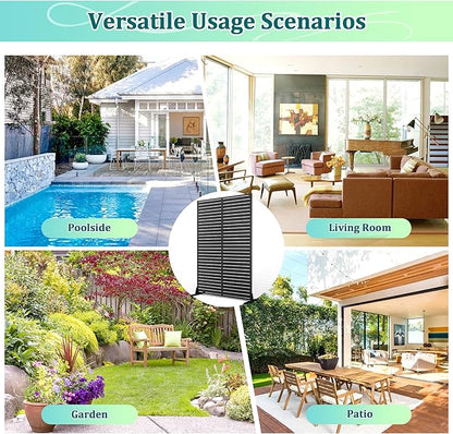 Metal Privacy Screen Outdoor Privacy Screen, Freestanding Fence Panel for Outside, 72''H×47''W, Decorative Screen Panel for Backyard/Patio/Deck