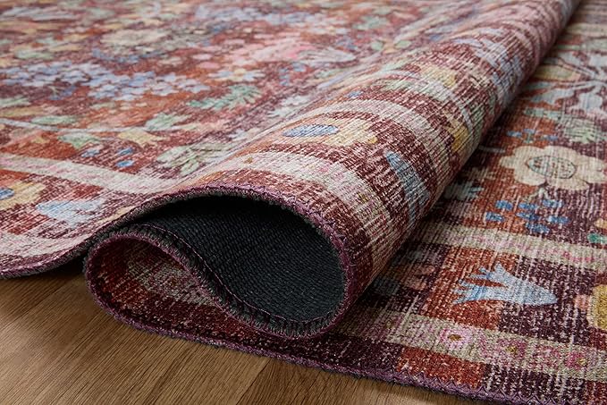 Loloi Rifle Paper Co. Maison Collection MAO-06 Red 5'-0" x 5'-0" Round, .19" Pile Height, Accent Rug