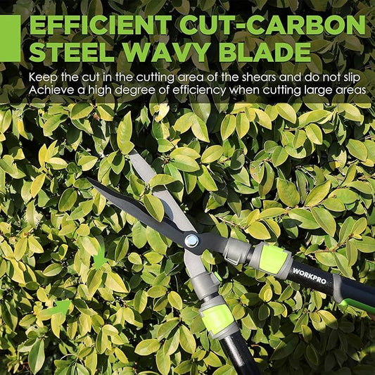 WORKPRO Extendable Hedge Shears, 25"-33" Manual Hedge Clippers, Professional Bush Cutter, Gardening Pruners Scissors, Hedge Trimmers, Shears Gardening Tools for Pruning Borders & Shrubs